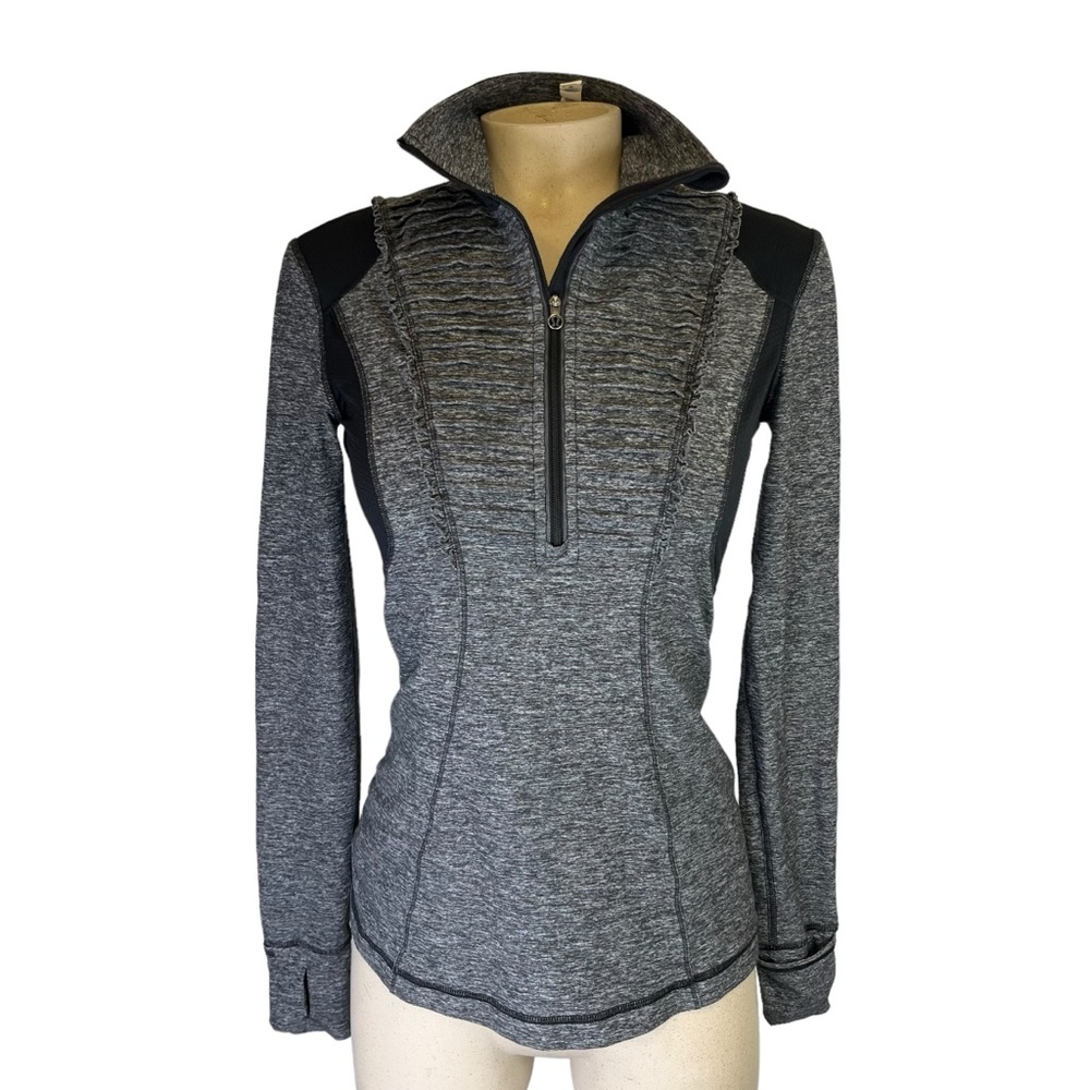 Lululemon Define 1/4 Zip Define Pullover Jacket Heathered Gray/Black 8 Ruffle
